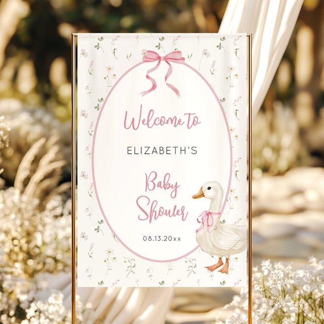 Banderoles Baby shower de boue rose florale d'oie soyeux Bien (Créateur téléchargé)