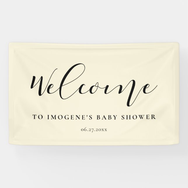 Banderoles Baby shower de calligraphie élégant Bienvenue (Horizontal)