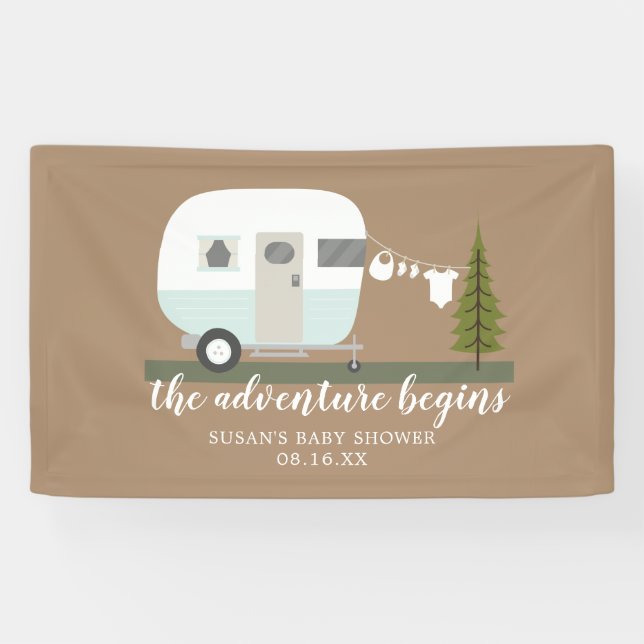 Banderoles Baby shower de camping-cars Adventure Trailer (Horizontal)