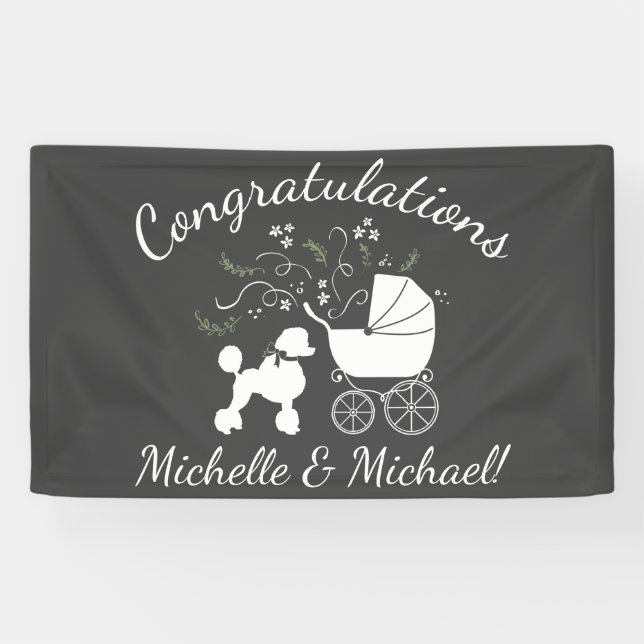 Banderoles Baby shower de caniche (Horizontal)
