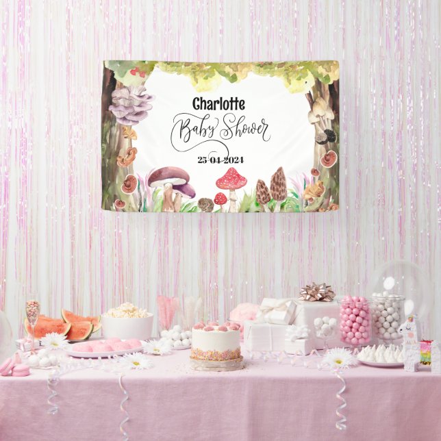 Banderoles baby shower de champignons forêt (Fête)