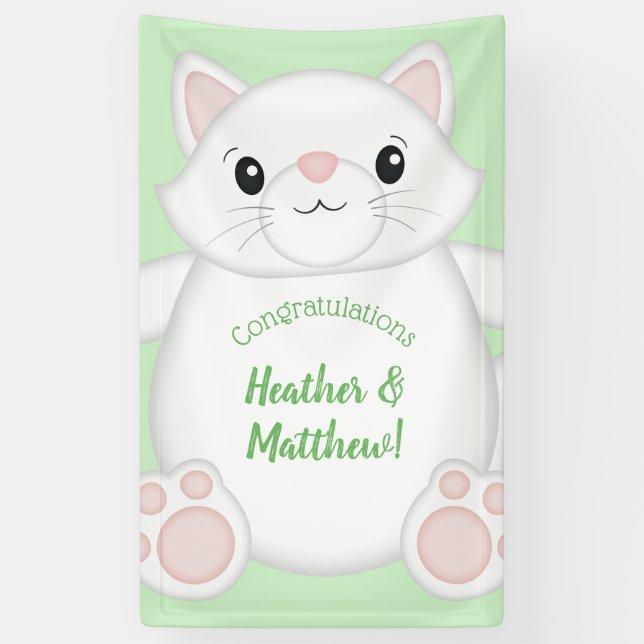 Banderoles Baby shower de chat Kitty (Vertical)