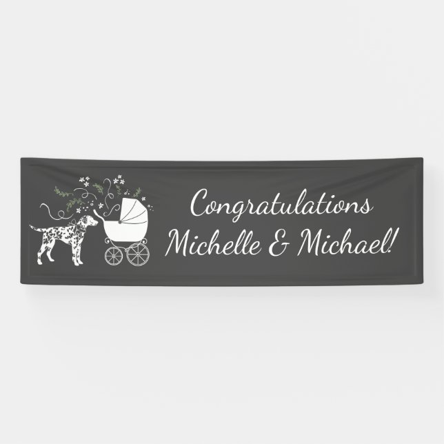 Banderoles Baby shower de Chien Dalmatien gris chiot (Horizontal)