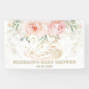 Banderoles Baby shower de cygne rose Floral Anniversaire