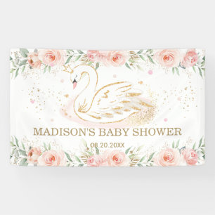 Banderoles Baby shower de cygne rose Floral Anniversaire