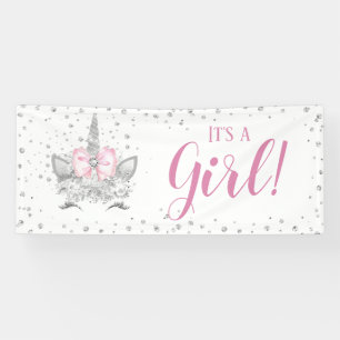 Banderoles Baby shower de diamants de visage de licorne