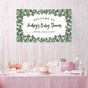 Banderoles Baby shower de fille de Clovers roses Bienvenue