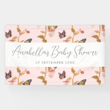 Baby shower de filles papillon rose moderne Boho