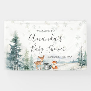 Banderoles Baby shower de flocons d'argent d'hiver gros