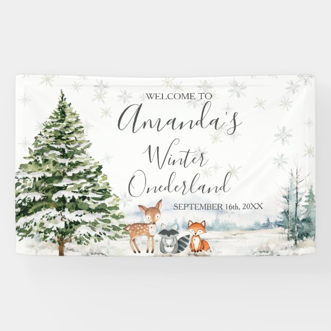 Banderoles Baby shower de flocons d'argent d'hiver gros (Horizontal)