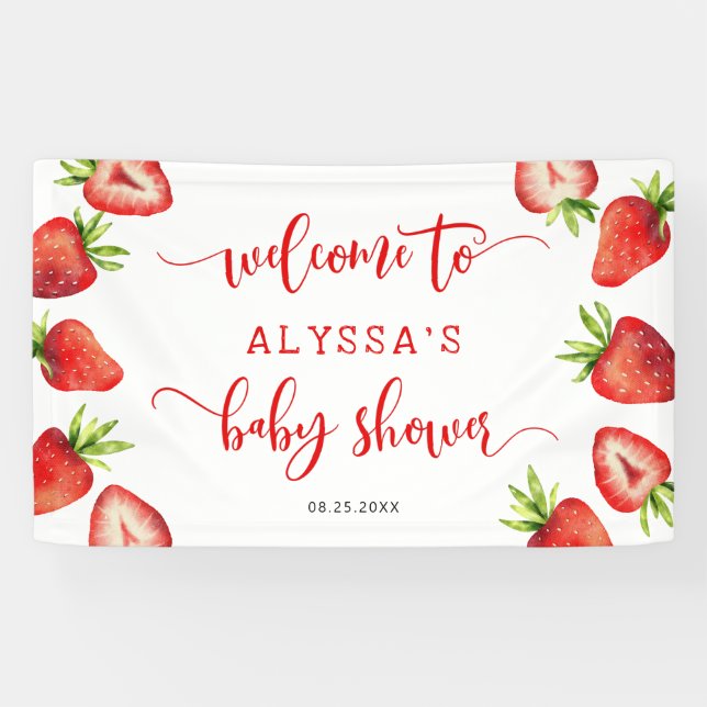 Banderoles Baby shower de fraises (Horizontal)