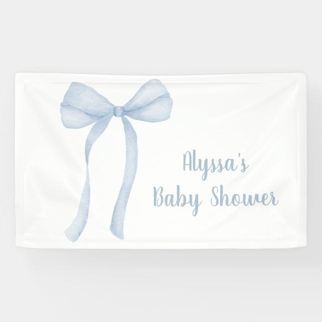 Banderoles Baby shower de garçon Coquette Bow bleu (Horizontal)