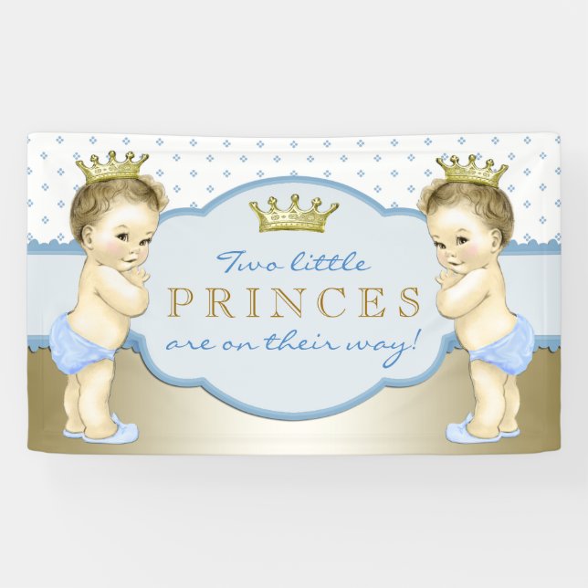 Banderoles Baby shower de jumeaux Boy Prince (Horizontal)