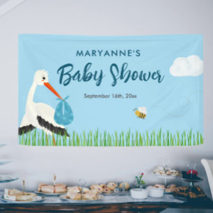Banderoles Baby shower de la cigogne bleue