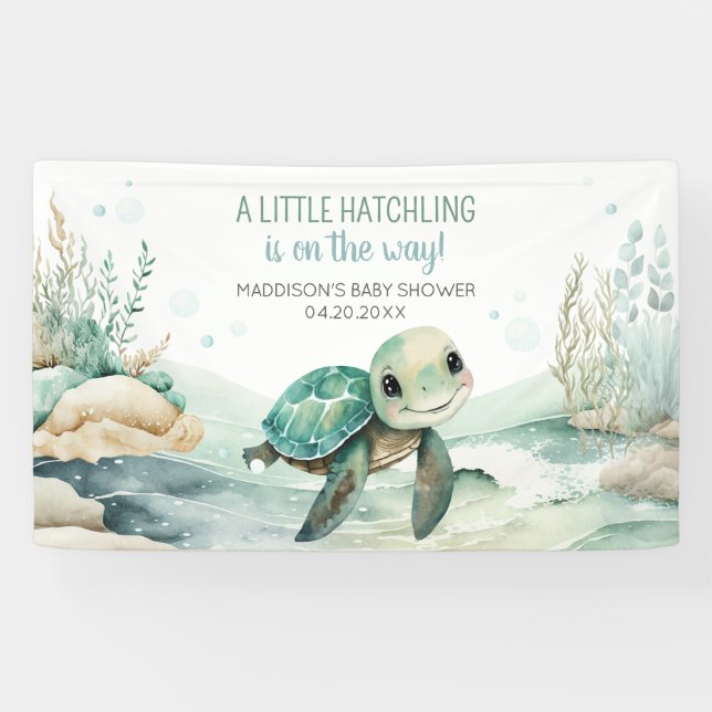 Banderoles Baby shower de la tortue de mer (Horizontal)