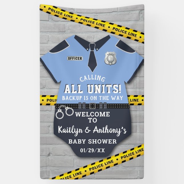 Banderoles Baby shower de l'officier de police (Vertical)