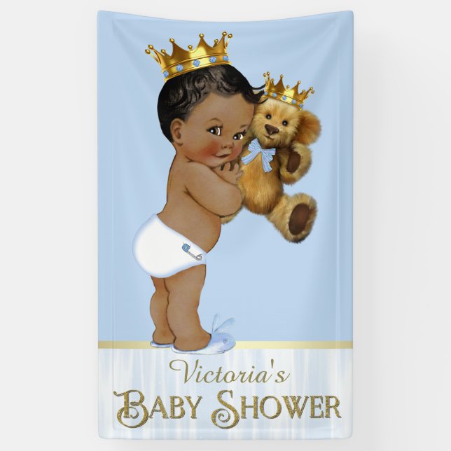 Banderoles Baby shower de l'ours de l'Amérique du Prince Tedd (Vertical)