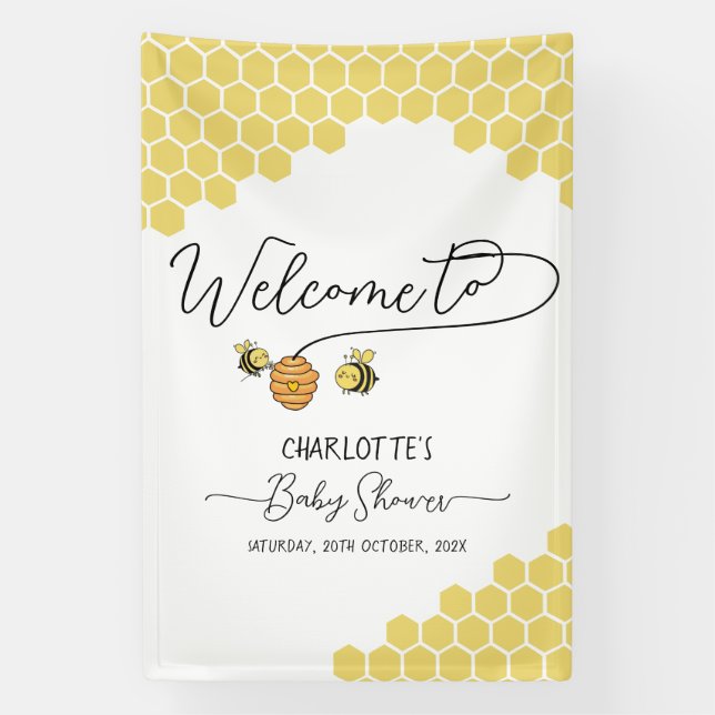 Banderoles Baby shower de nid d'abeille mignonne (Verticale)