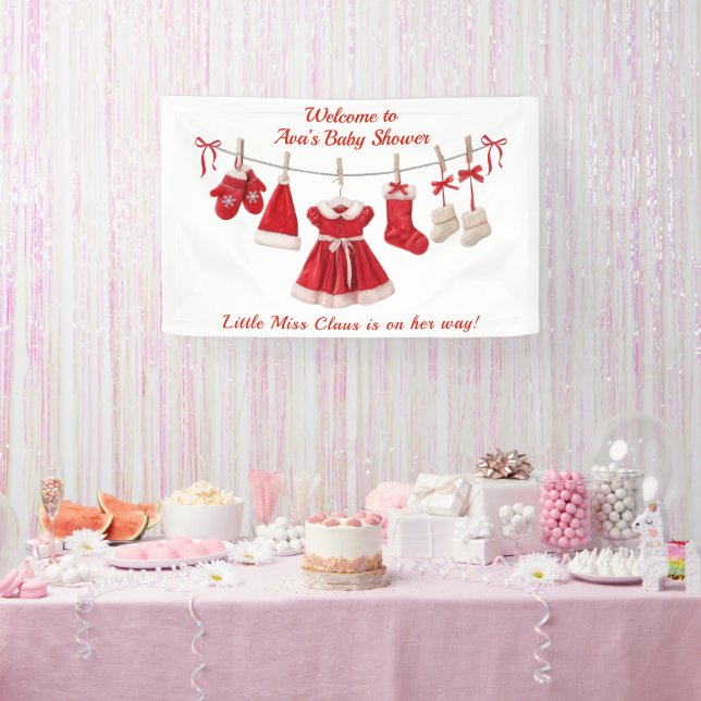 Banderoles Baby shower de Noël | Père Noël Vêtements rouge et (Fête)