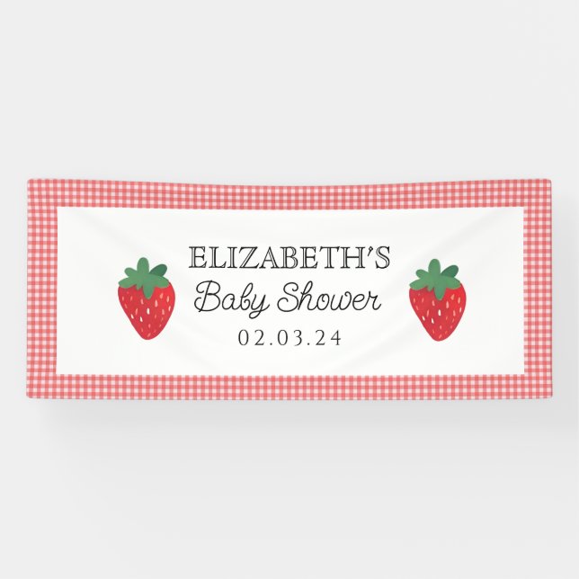 Banderoles Baby shower de pique-nique sucré aux fraises Berry (Horizontal)