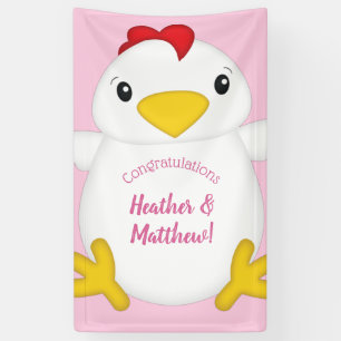 Banderoles Baby shower de poulet ferme rose