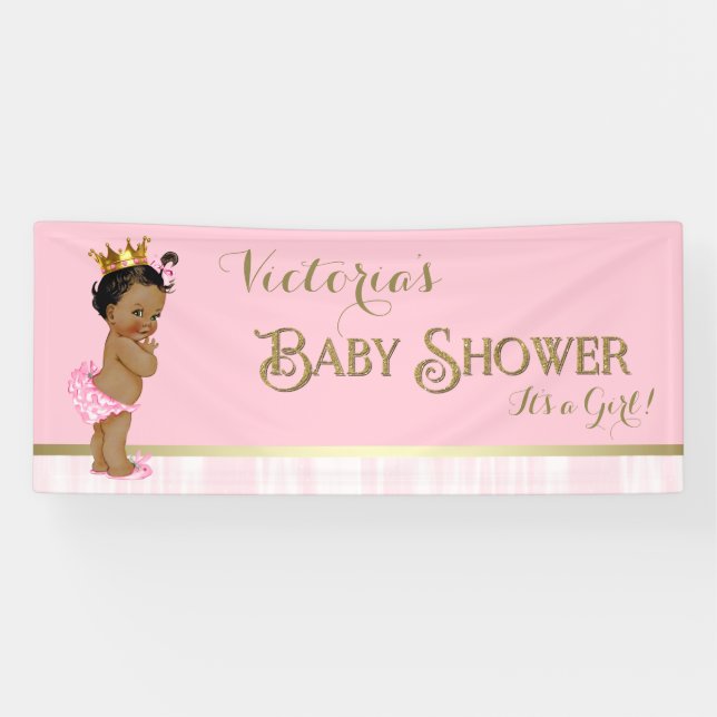 Banderoles Baby shower de princesse ethnique d'or rose (Horizontal)
