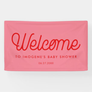 Banderoles Baby shower de script vintage rose Retro Bienvenue