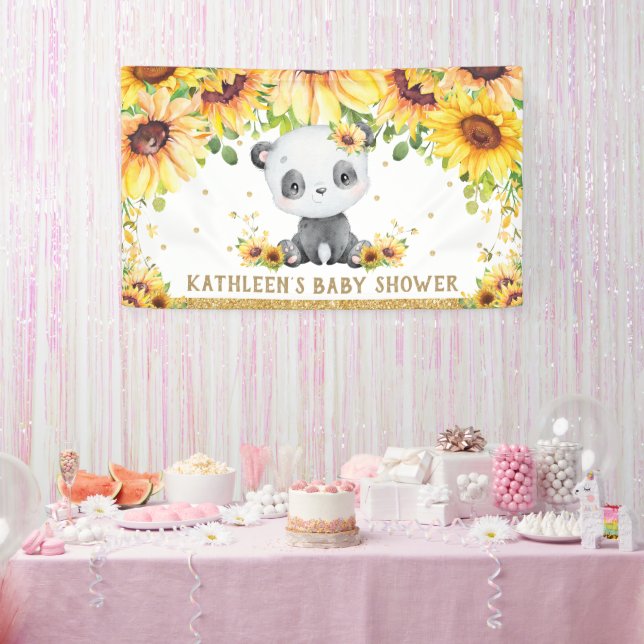 Banderoles Baby shower de tournesol Panda Bear (Fête)