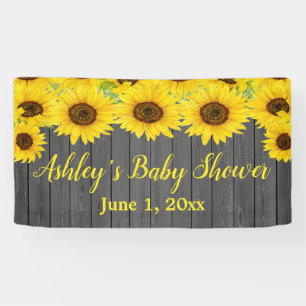 Banderoles Baby shower de tournesols Contexte Prop de bois ru