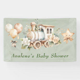 Banderoles Baby shower de train Floral de Sage Green