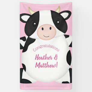 Banderoles Baby shower de vache rose