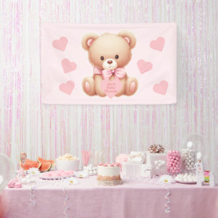 Banderoles Baby shower des Coeurs Rose Ours