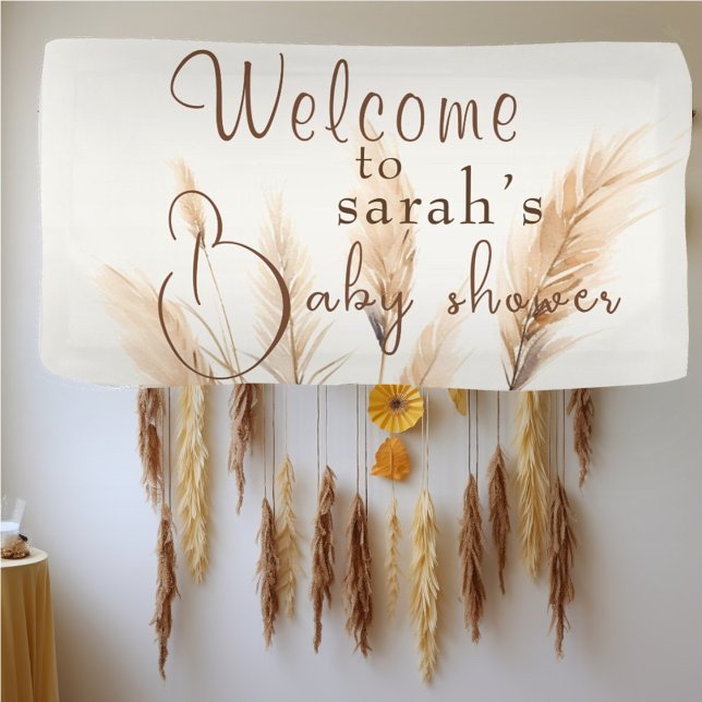 Banderoles baby shower d'herbe boho Pampas (Créateur téléchargé)