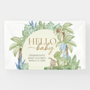 Banderoles Baby shower Dinosaur verdoyant