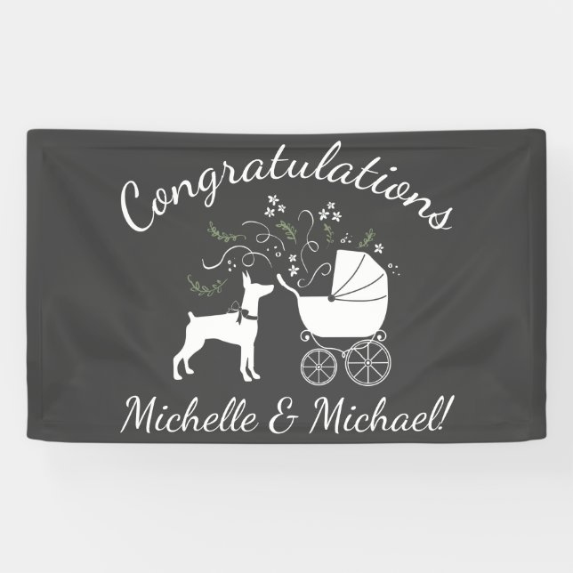 Banderoles Baby shower Doberman Pinscher Chien (Horizontal)