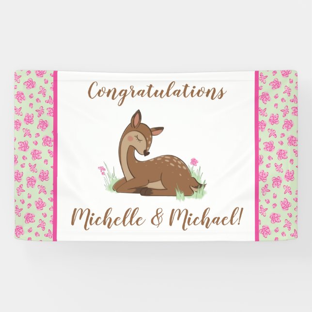 Banderoles Baby shower du cerf Animaux des bois (Horizontal)
