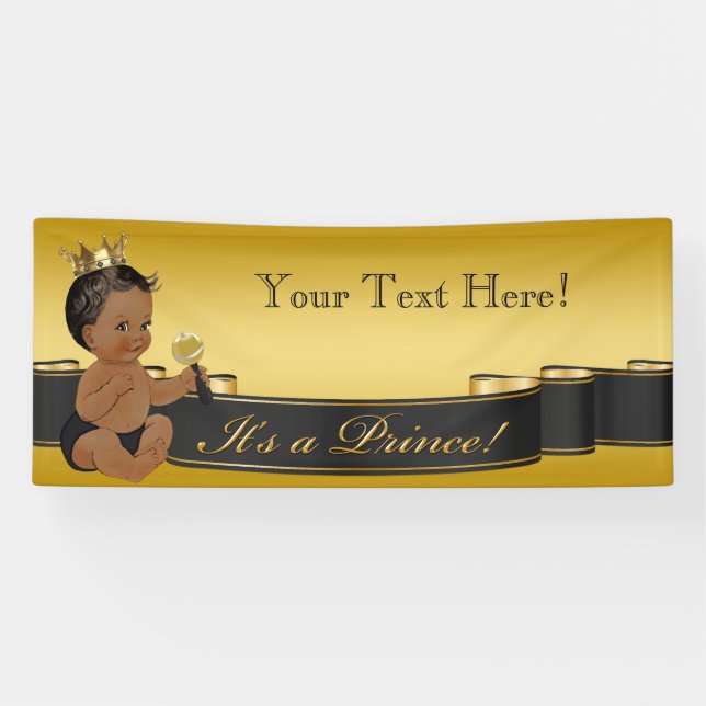 Banderoles Baby shower du Prince afro-américain (Horizontal)