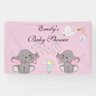 Banderoles Baby Shower, Eléphants, BlueBird et Cigogne, Perso