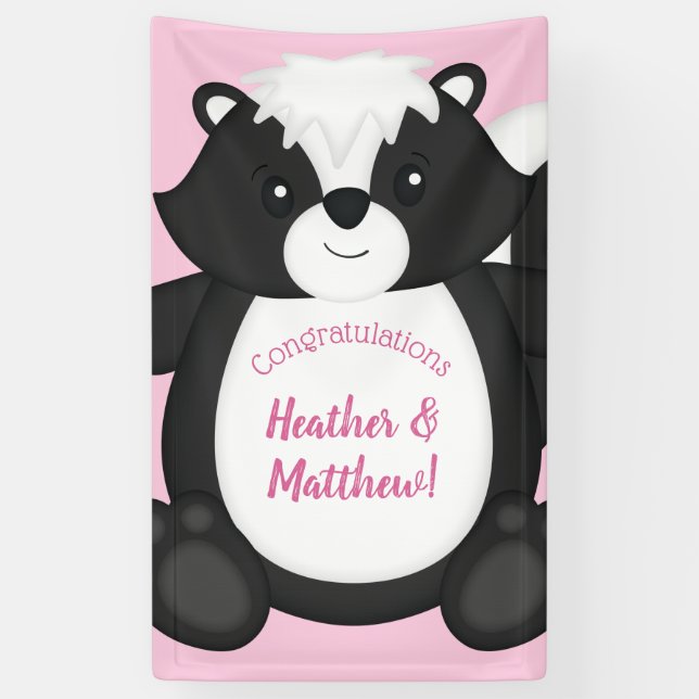 Banderoles Baby shower en peau rose (Vertical)