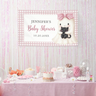 Banderoles Baby shower Fille Fantôme rose En vichy Halloween