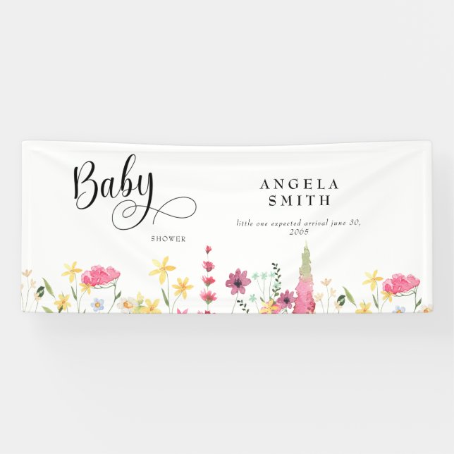 Banderoles Baby shower fleur sauvage (Horizontal)
