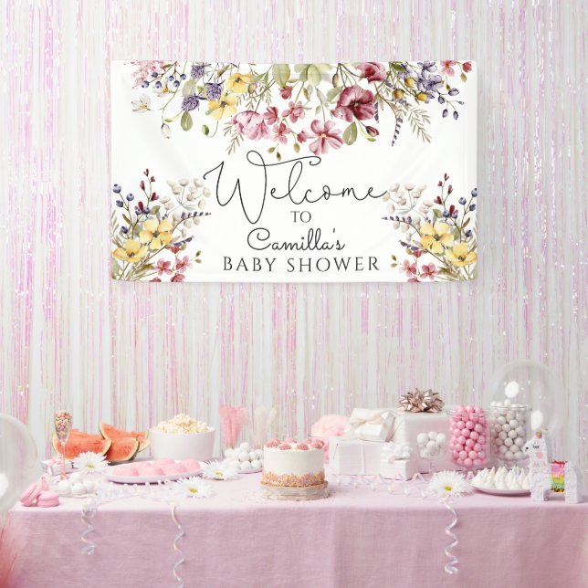 Banderoles Baby shower fleur sauvage (Fête)