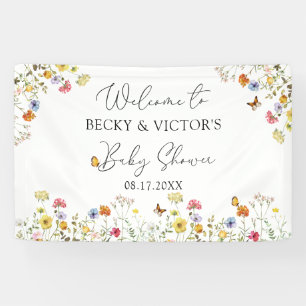 Banderoles Baby shower fleur sauvage Botanique Couples Bienve