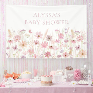 Banderoles Baby shower Fleur sauvage Dusty Pink Boho