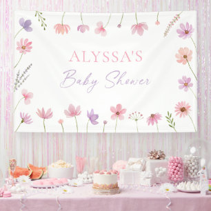 Banderoles Baby shower Fleur sauvage rose violet