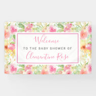 Banderoles Baby shower fleuri rose et jaune Accueil