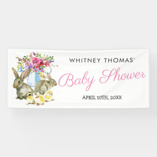 Banderoles Baby shower floral de lapin de Pâques au printemps