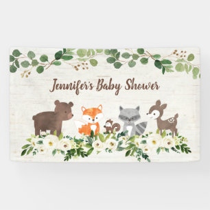 Banderoles Baby shower floral des animaux de forêt