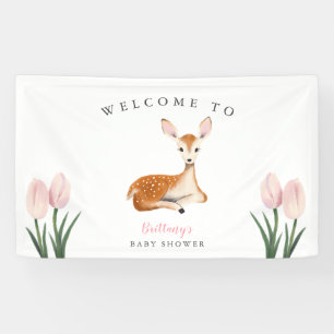 Banderoles Baby shower floral rose cerf rustique Bienvenue