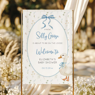 Banderoles Baby shower floral soyeux de Bow bleu oie